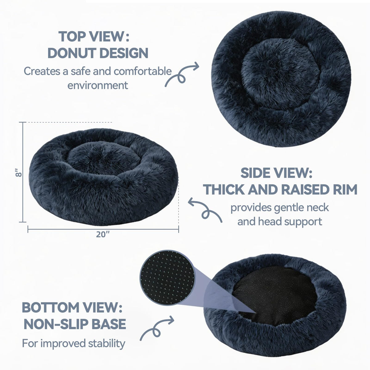 Washable 20" Donut Cat Bed W938