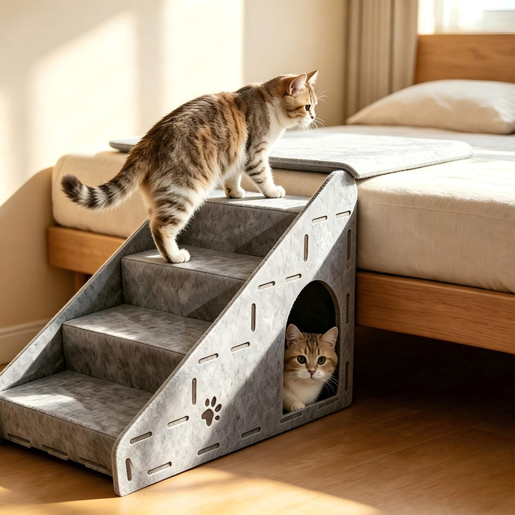 Felt 4-Step Foldable Pet Stairs N6091