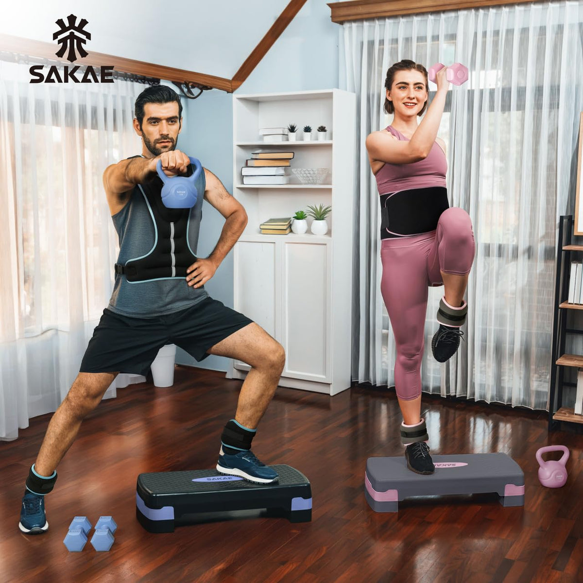 Adjustable Stepper Set with Dumbbells V603767