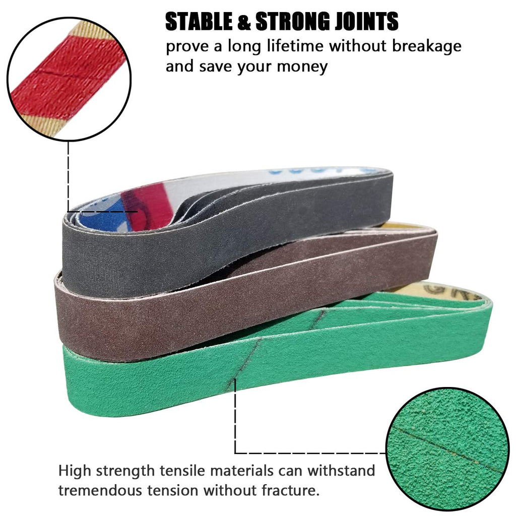 24 Pack 1/2" x 10" Replacement Knife Sharpener Sander Belt Kit 80/120/240/400/1000/1200 Grits Q76675