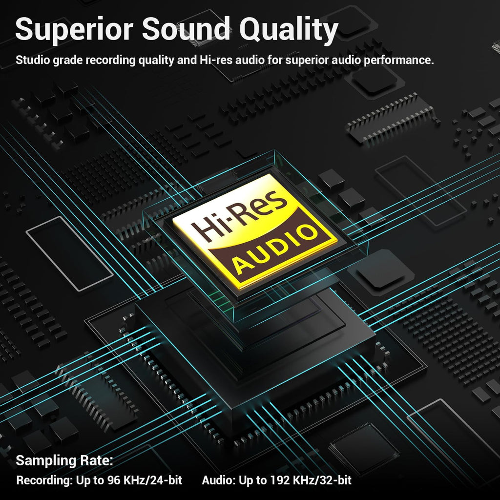 USB Audio Interface with Stereo Microphone Input and Headphone Jack O852763