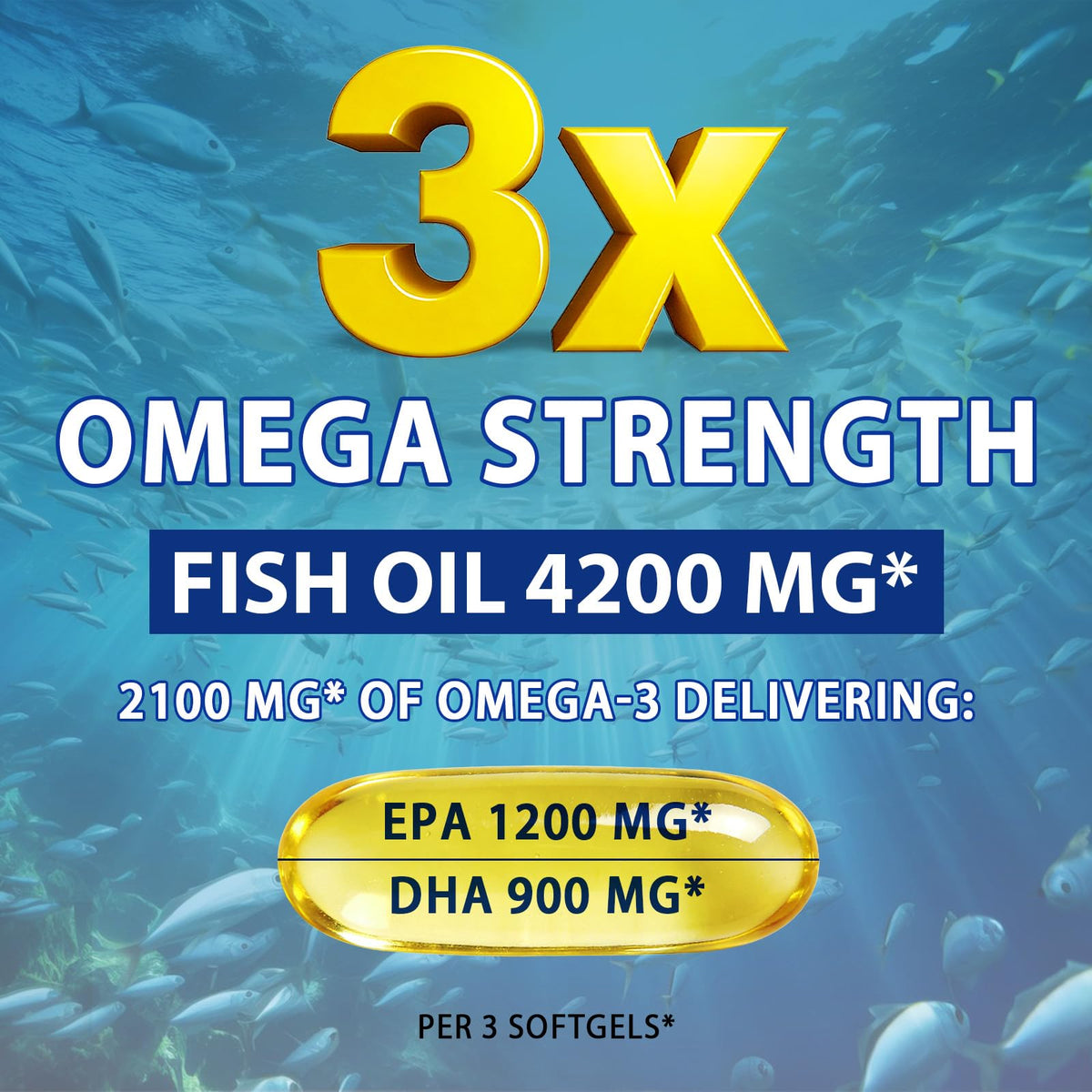 Omega 3 Fish Oil 4200 mg Per Serving 1200 mg EPA 900 mg DHA Lemon Flavor F644