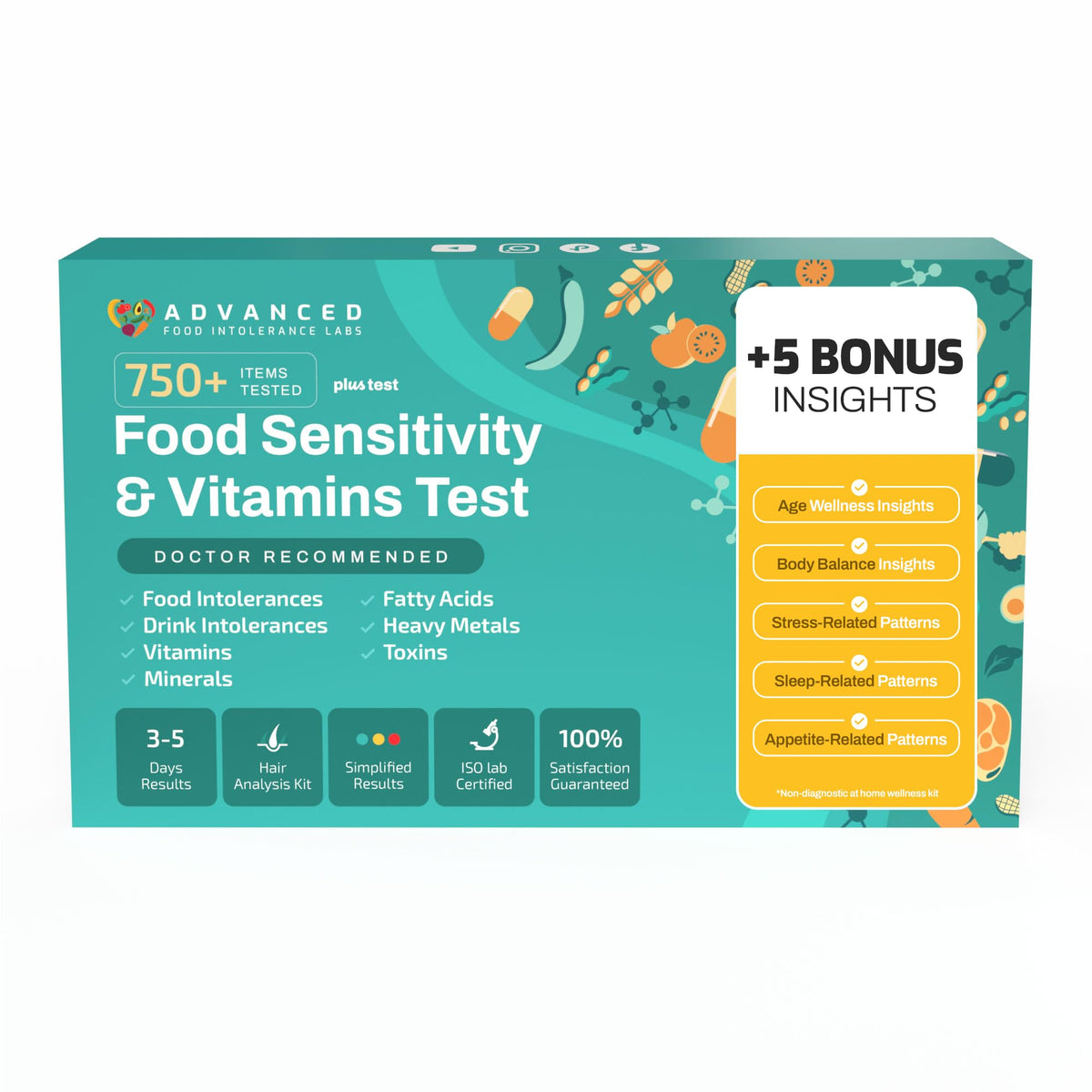 750+ Foods Drinks Vitamins At-Home Wellness Test Kit U890
