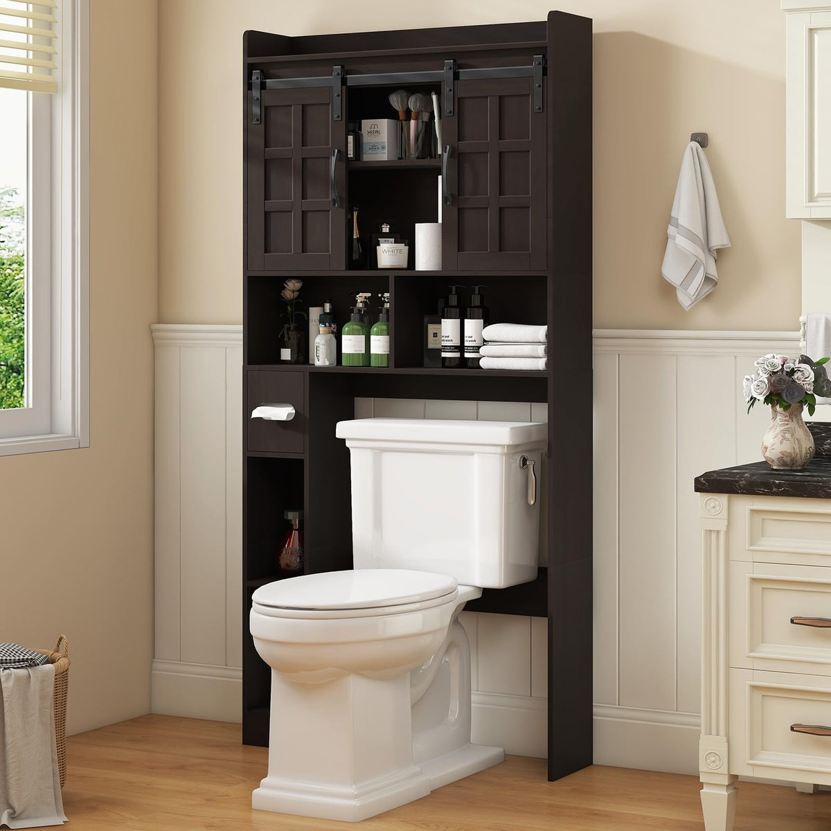 Over The Toilet Storage Cabinet with Sliding Doors K612