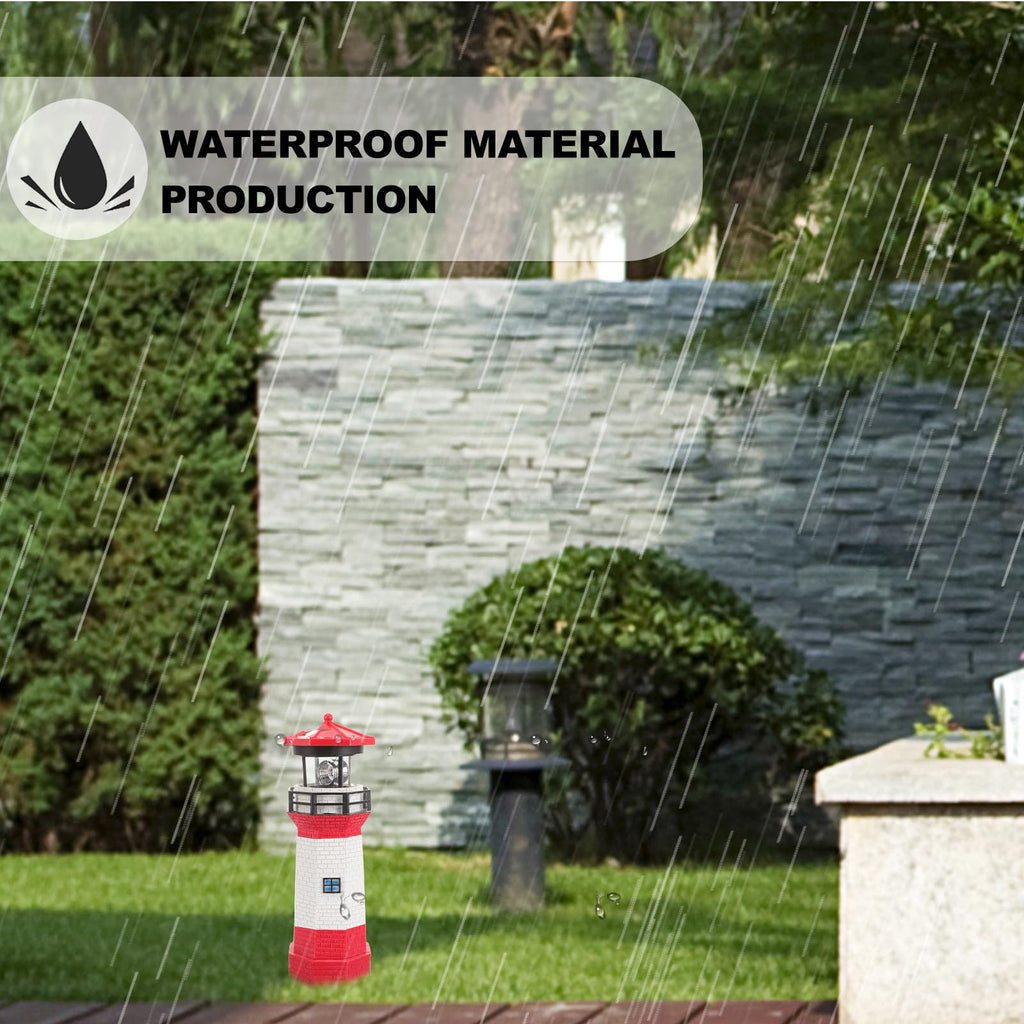Rotating LED Lighthouse Resin Garden Lamp E658