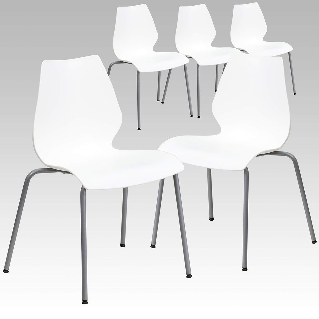 White Plastic Stacking Chairs Set of 5 X690