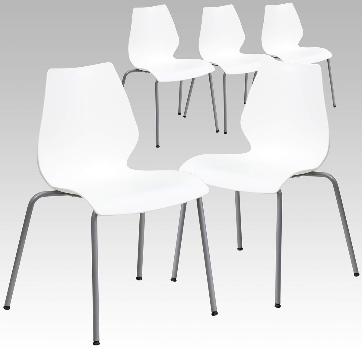 White Plastic Stacking Chairs Set of 5 X690