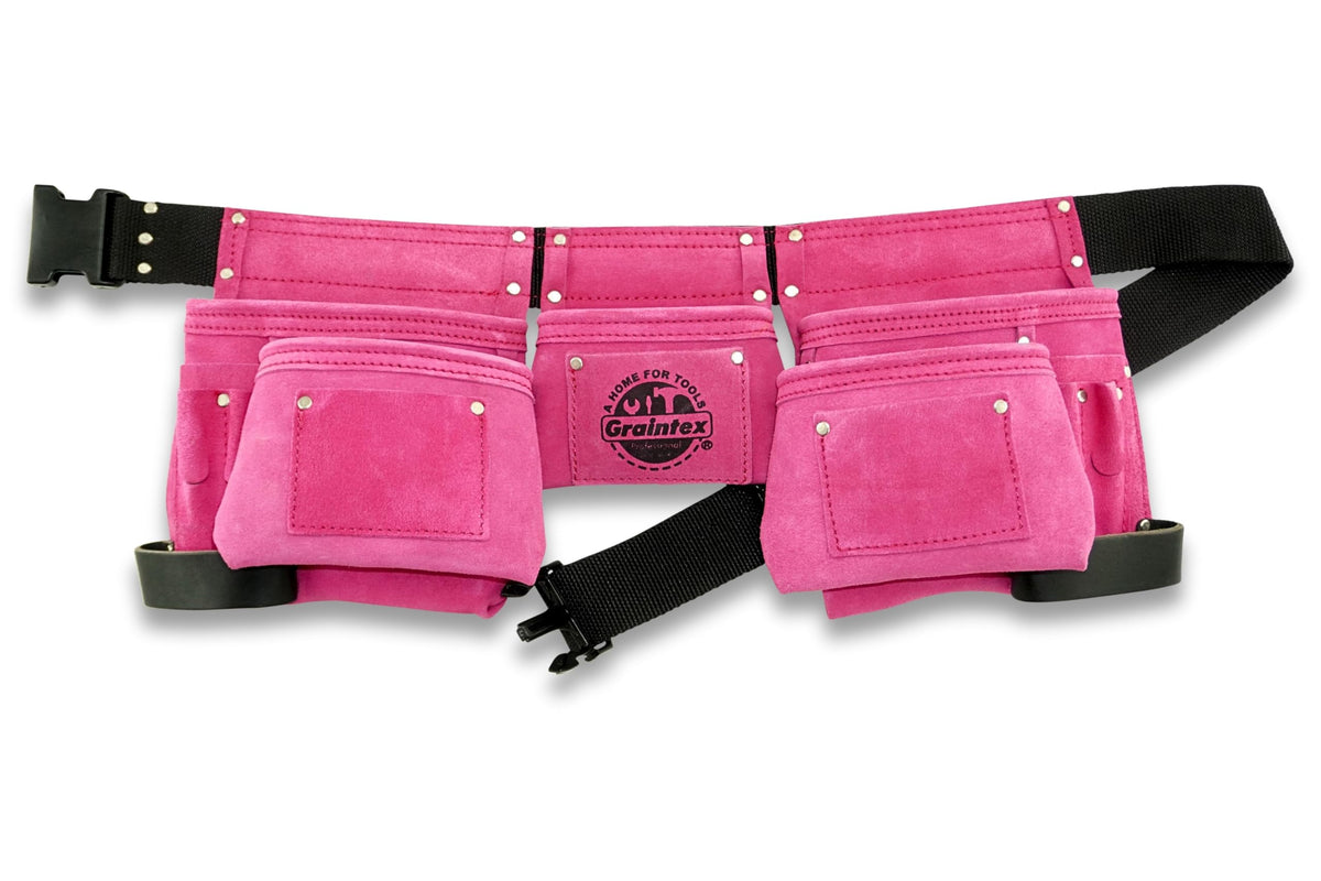 Pink 8 Pocket Suede Leather Tool Belt B600