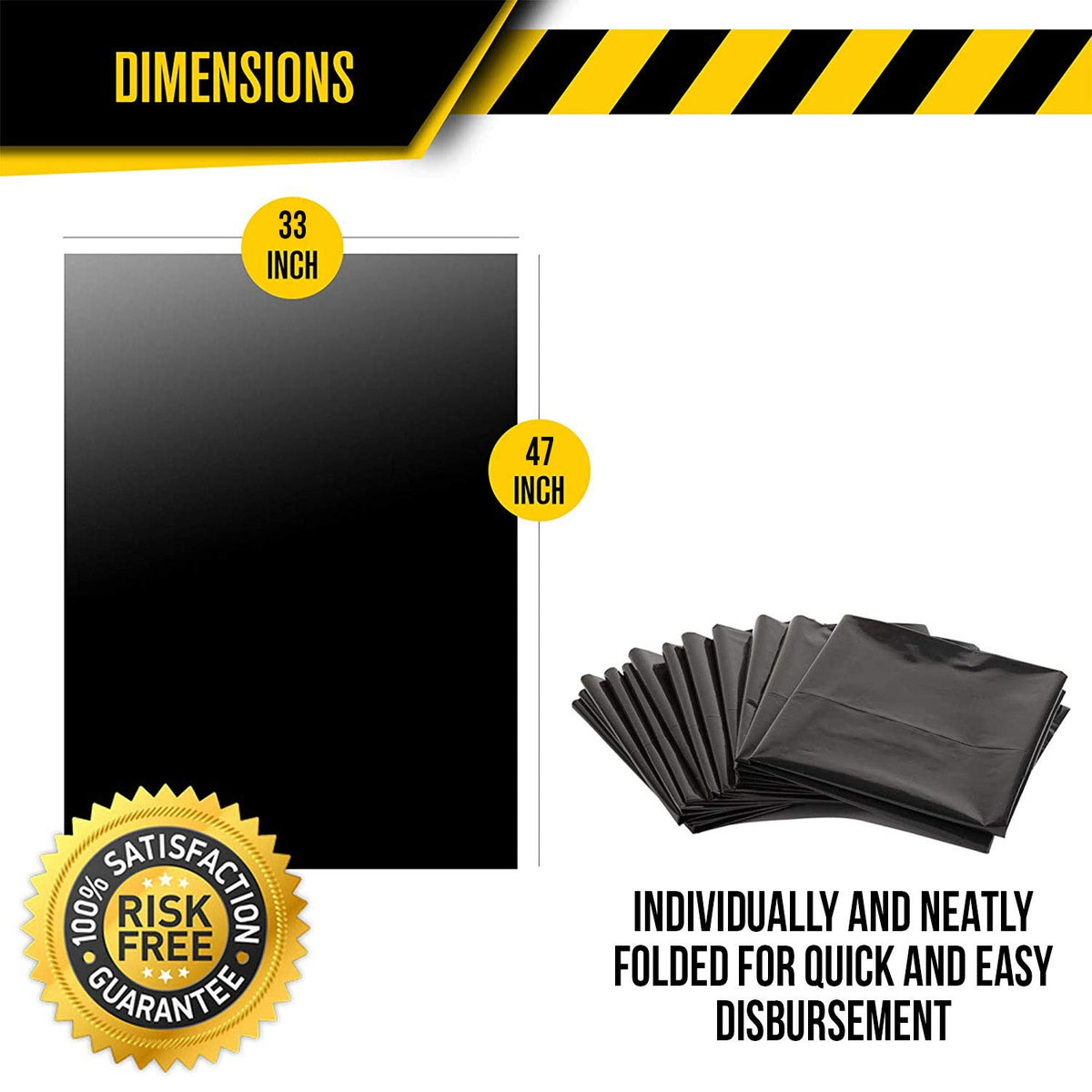 Black 40-45 Gal Trash Bags, 1.5 MIL, 100 Pk B3292