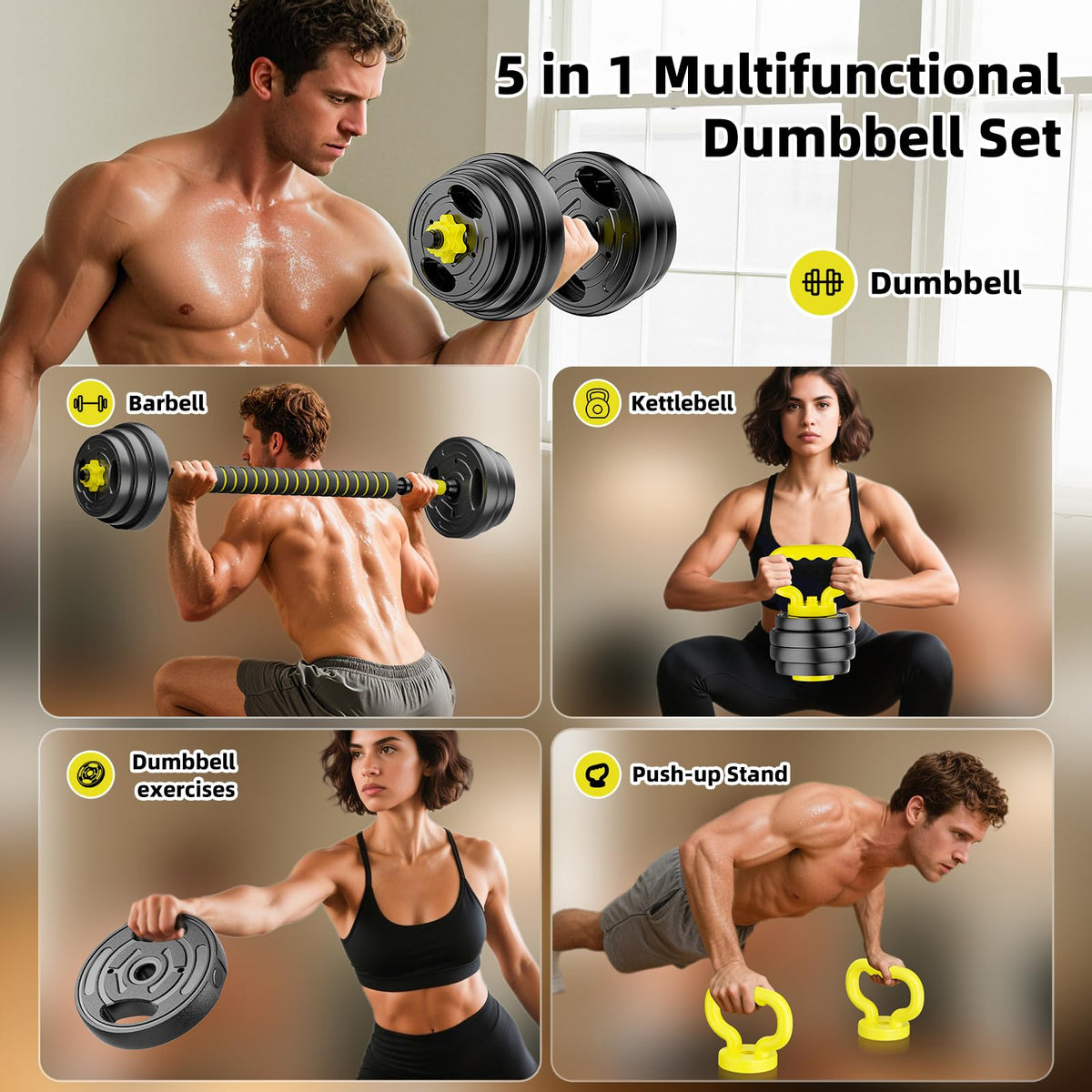 Adjustable Dumbbell Set 10-90lbs Free Weights P409