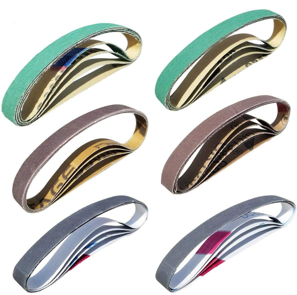 24 Pack 1/2" x 10" Replacement Knife Sharpener Sander Belt Kit 80/120/240/400/1000/1200 Grits Q76675