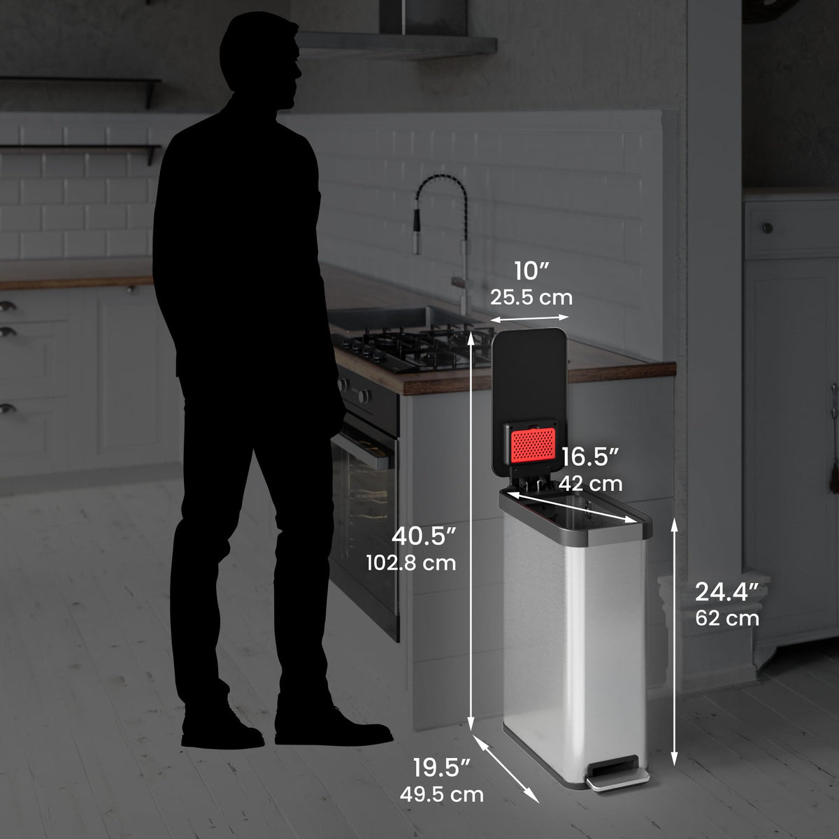13.2 Gal / 50L Slim Step Pedal Kitchen Trash Can P190045