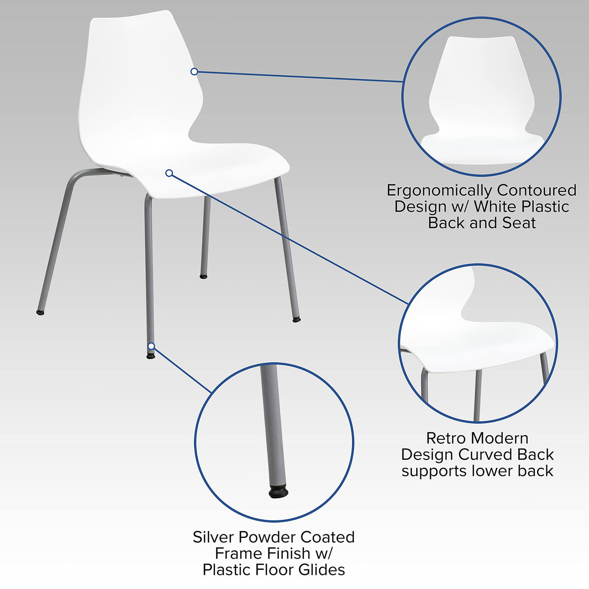 White Plastic Stacking Chairs Set of 5 X690