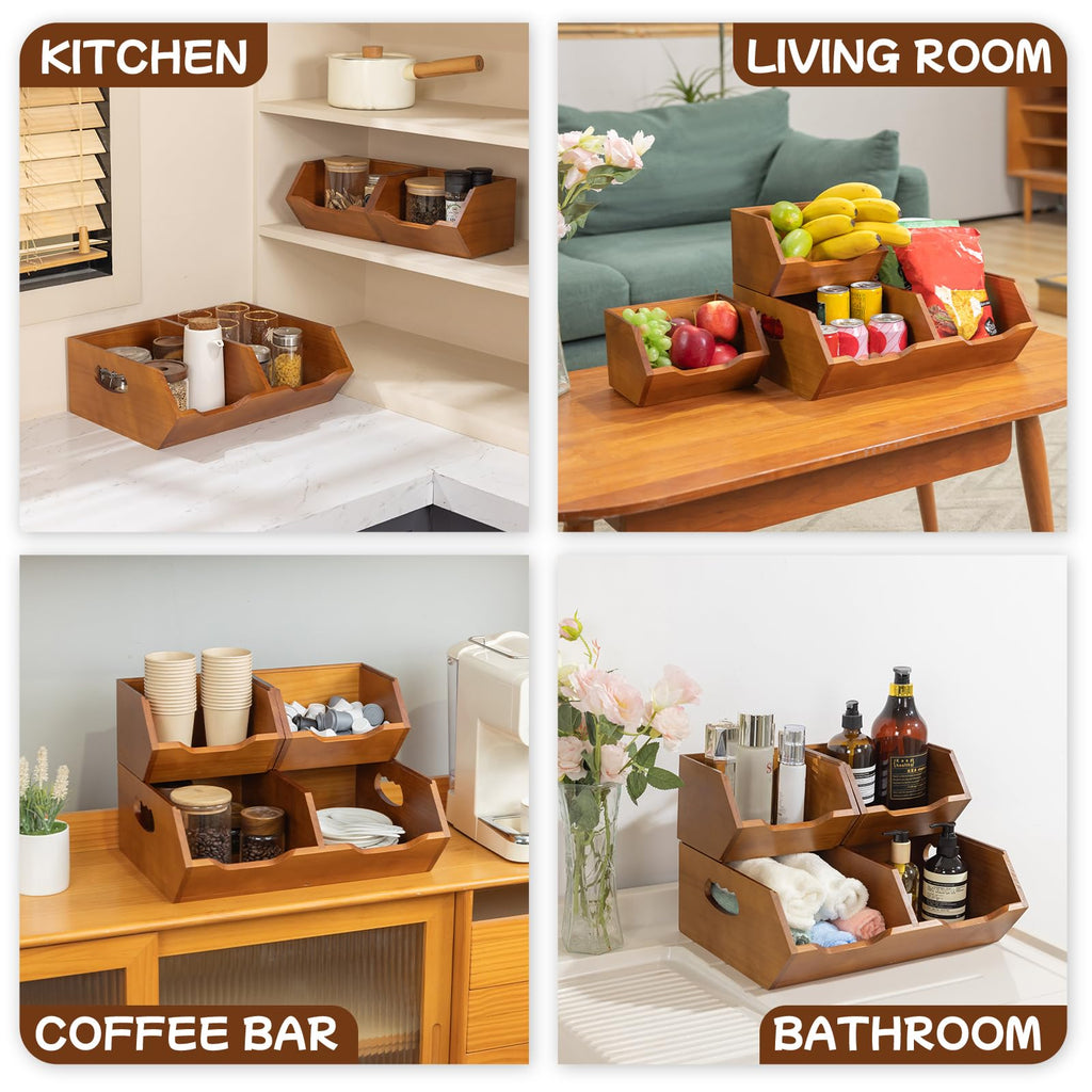Wooden Stackable Pantry Storage Bins K780555