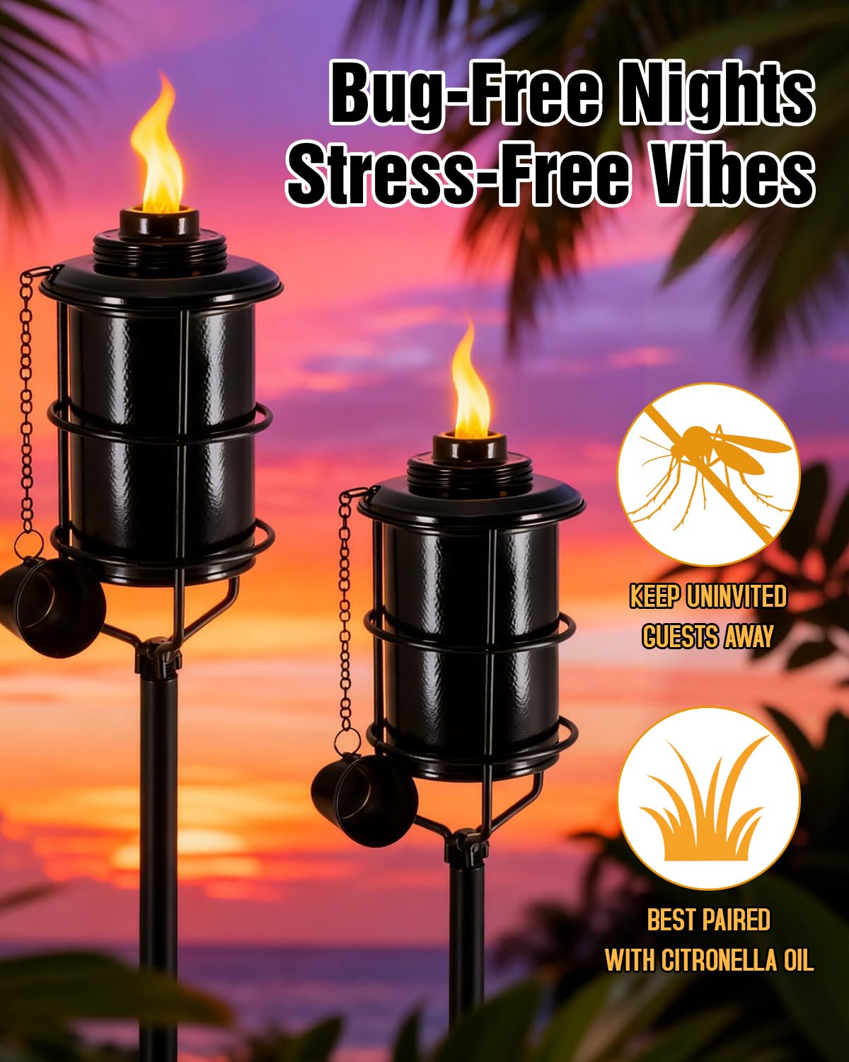 4 Pcs 59In 16oz Metal Citronella Torches M5350