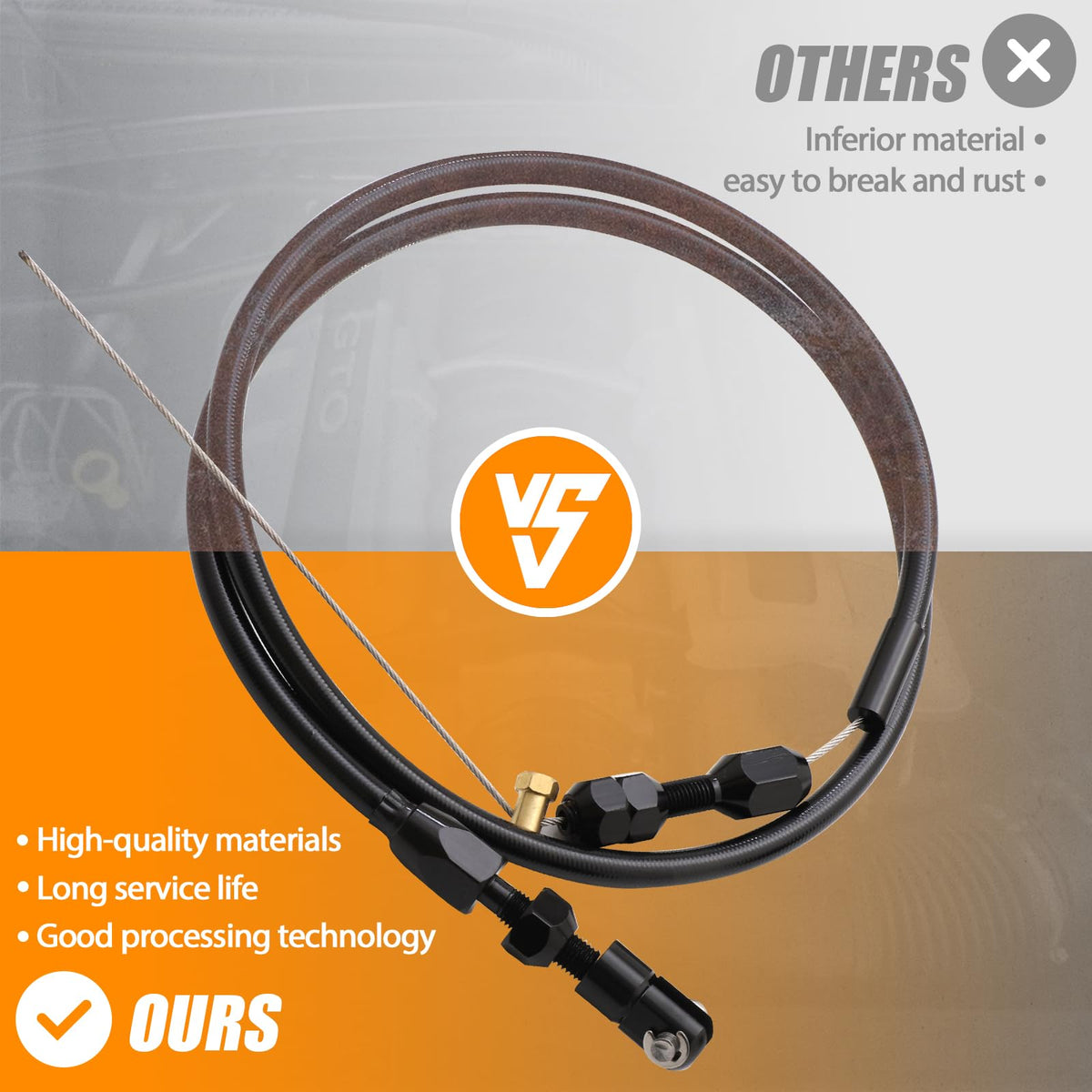 36-Inch LS Throttle Cable Stainless Steel Braided C35106