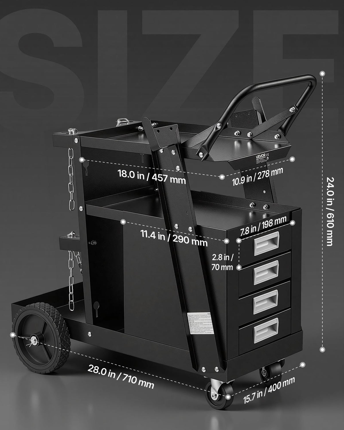2-Tier 4 Drawers Welding Cart 265 LBS Weight Capacity Q139573