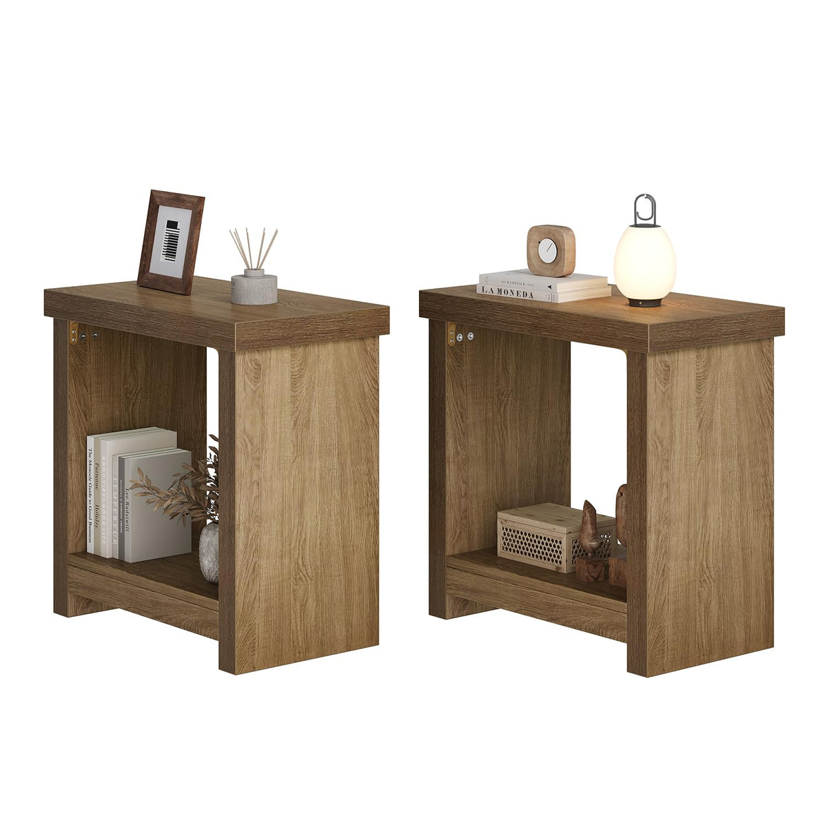 Brown Set of 2 End Tables with Storage Shelves F73552