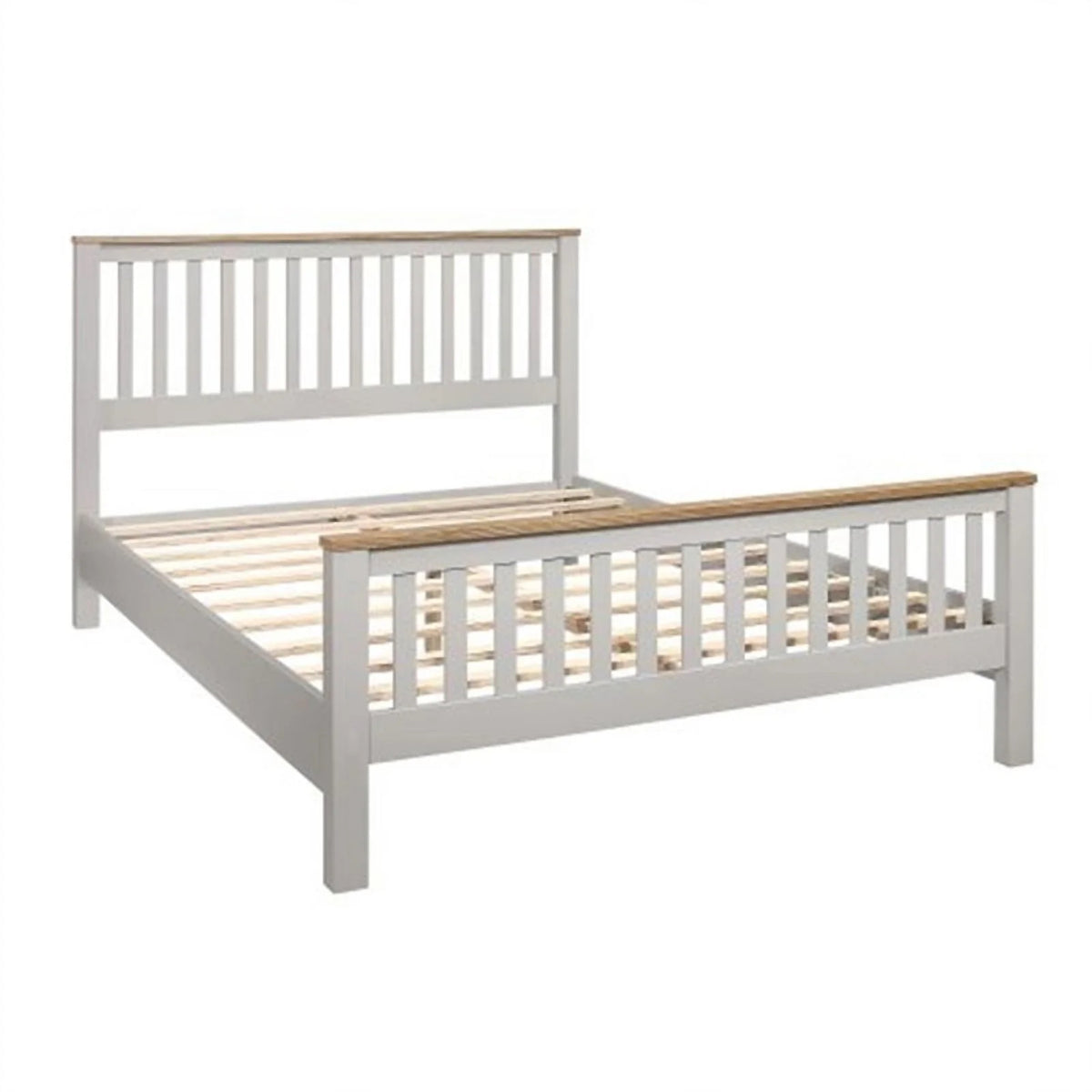 Gray Solid Platform Queen Bed with Oak Top R585406