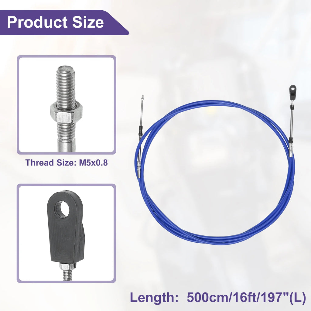 2 Pcs 500cm Marine Boat Throttle Shift Control Cable Blue X208586