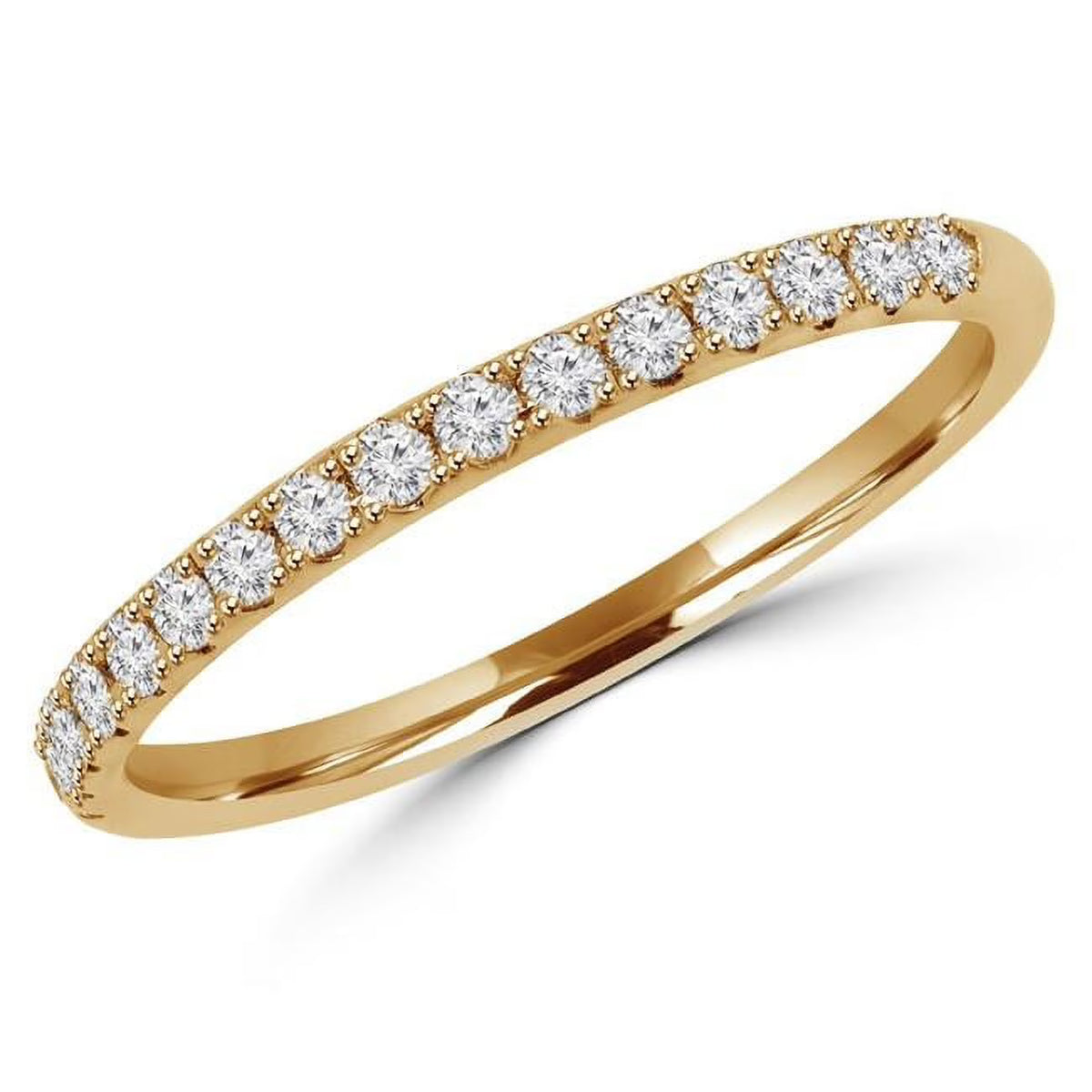 0.2 CTW Round Diamond Semi-Eternity Wedding Band Ring in 14K Yellow Gold M355