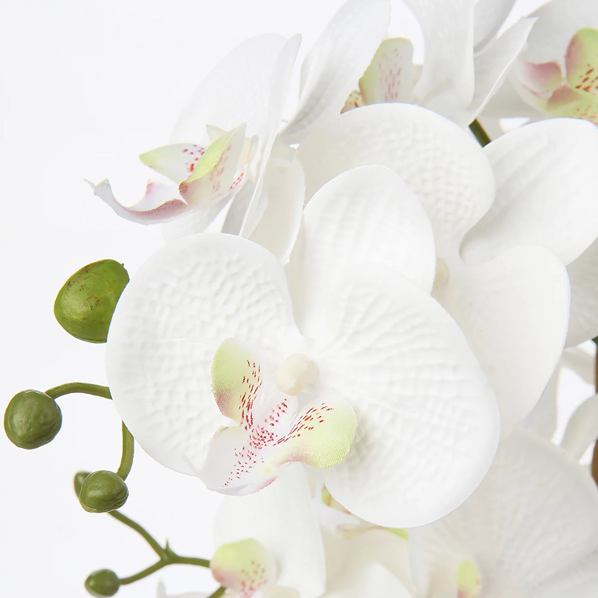15" White Artificial Orchid in Silver Vase D704253