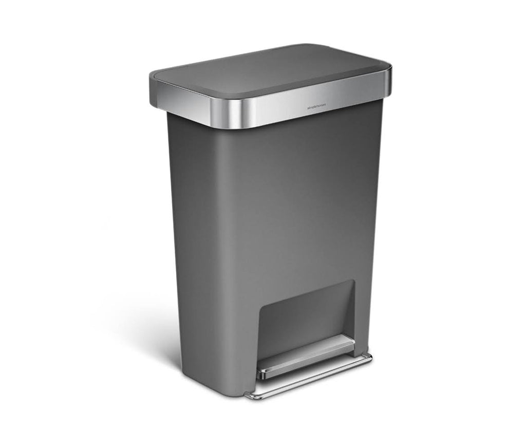 Gray 11.9 Gal Rectangular Plastic Steel Trash Can with Flip Lid and Foot Pedal Z227
