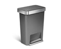 Gray 11.9 Gal Rectangular Plastic Steel Trash Can with Flip Lid and Foot Pedal Z227