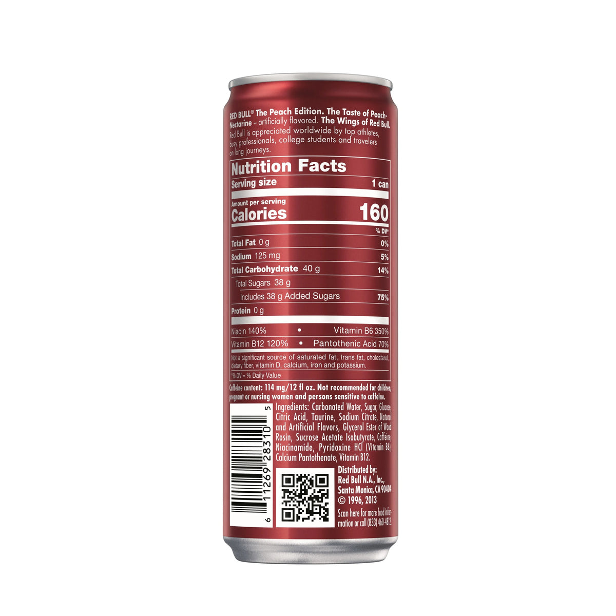 Peach Energy Drink, 12 fl oz, 6 Packs of 4 Cans B343120