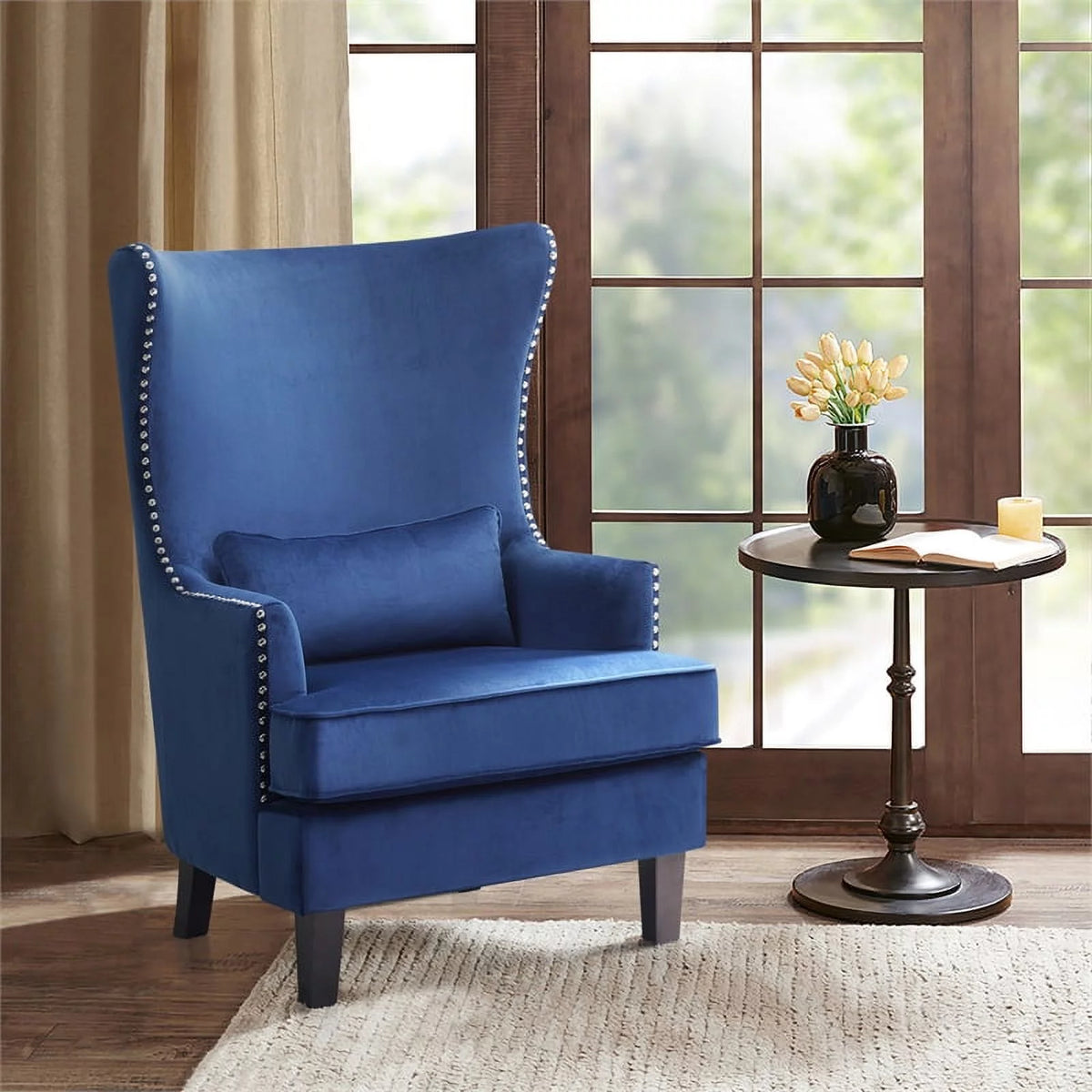 Blue Velvet Wing Back Accent Chair F1400