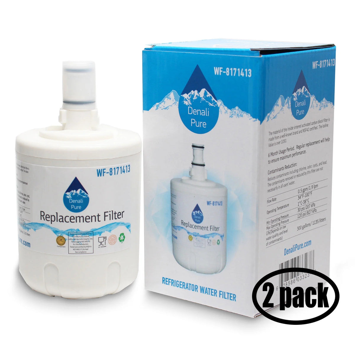 2-Pack Refrigerator Water Filter Cartridge Z3133
