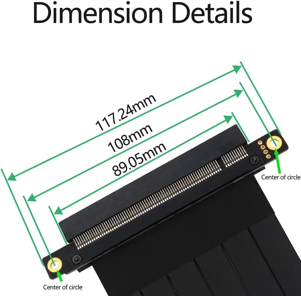 PCIE x16 Extension Cable 180 Degree 20cm Pack of 2 W95604