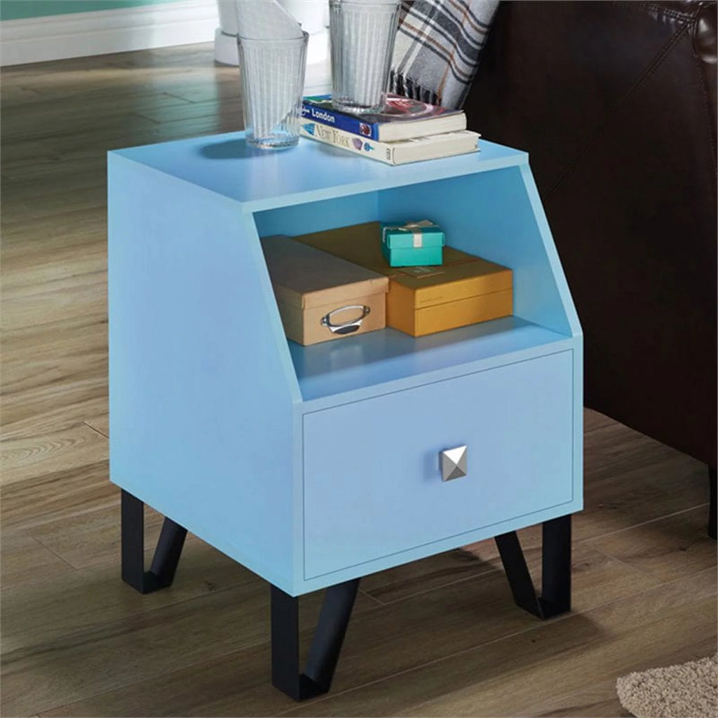 Light Blue Wood Storage End Table P589715