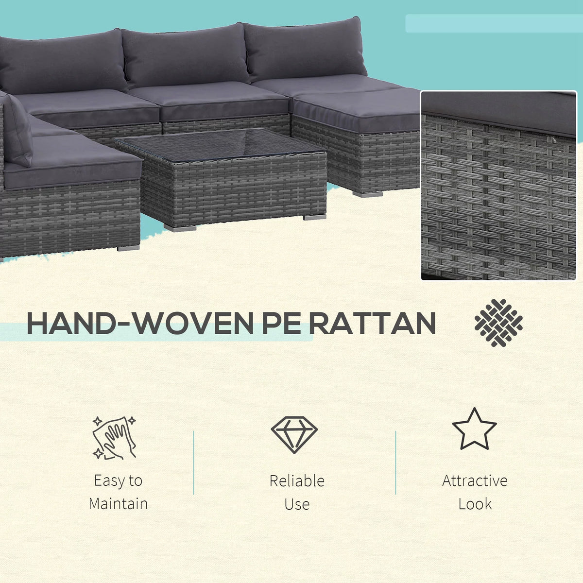 8 Piece PE Rattan Patio Furniture Set T872