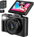 64MP 4K Digital Camera with 18X Zoom, 3.0 inch Flip Screen, 32GB SD Card, 2 Batteries W884425