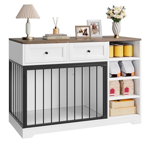 Black Wooden Dog Crate with 2 Drawers and 4 Shelves X45453
