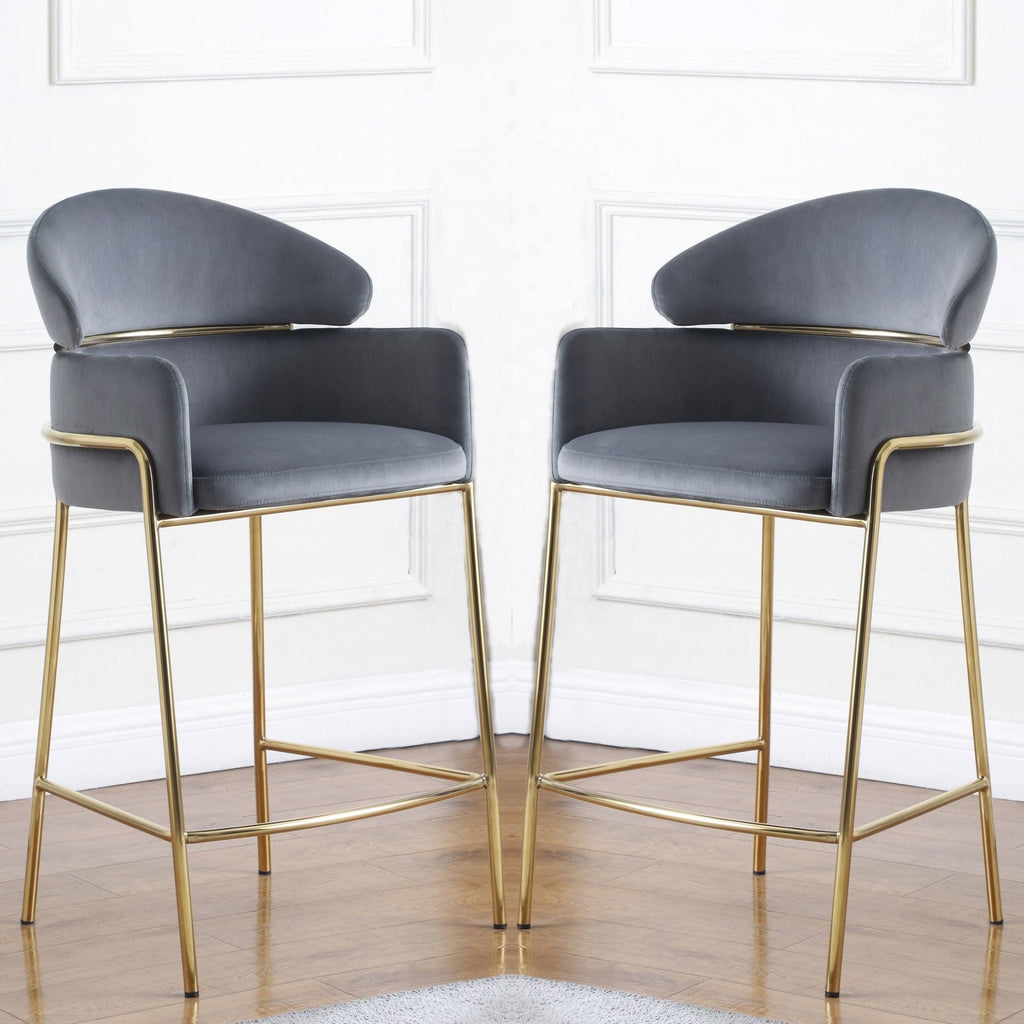 Grey Velvet Counter Height Stool T67408