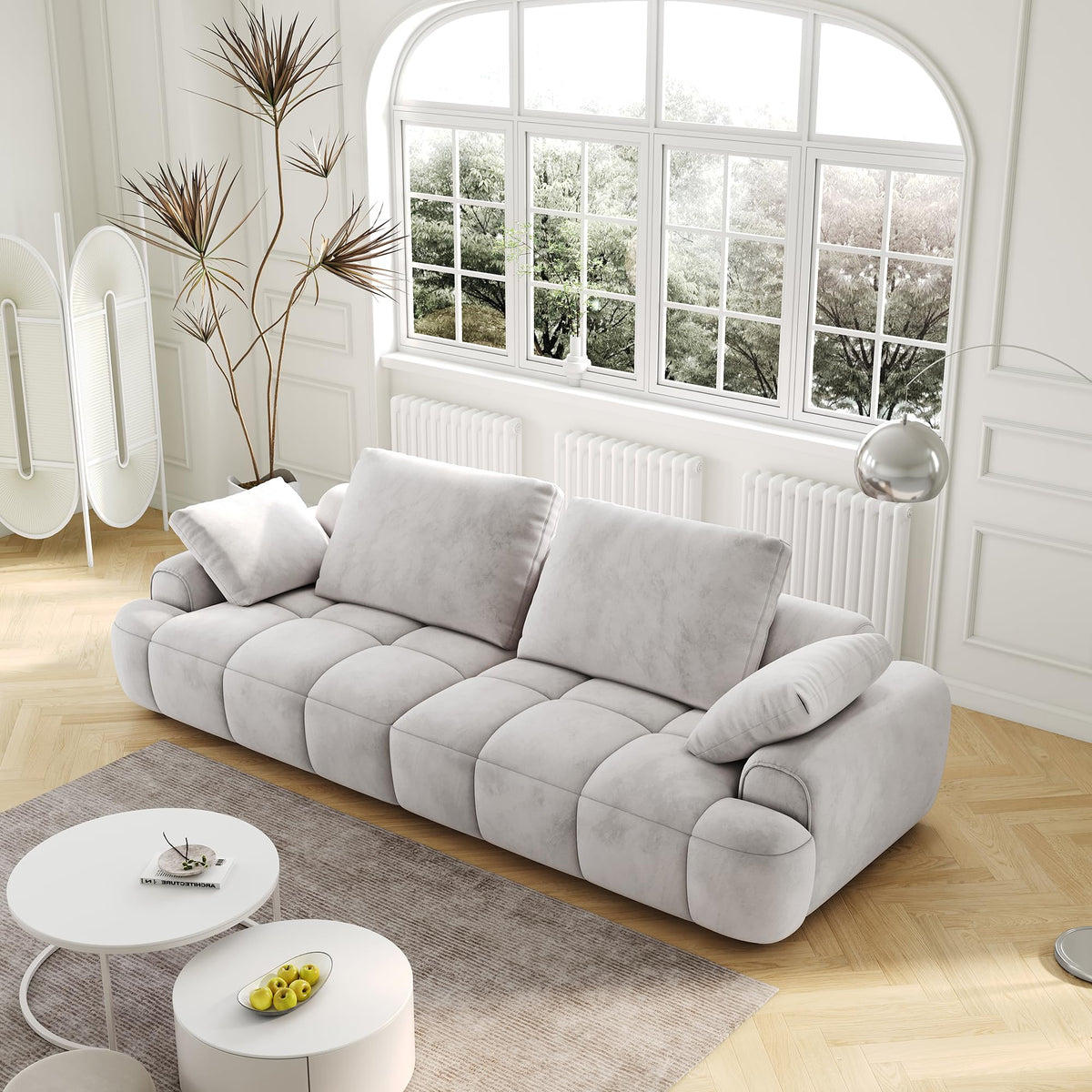 Light Gray Velvet Upholstered Sofa Bed F4261