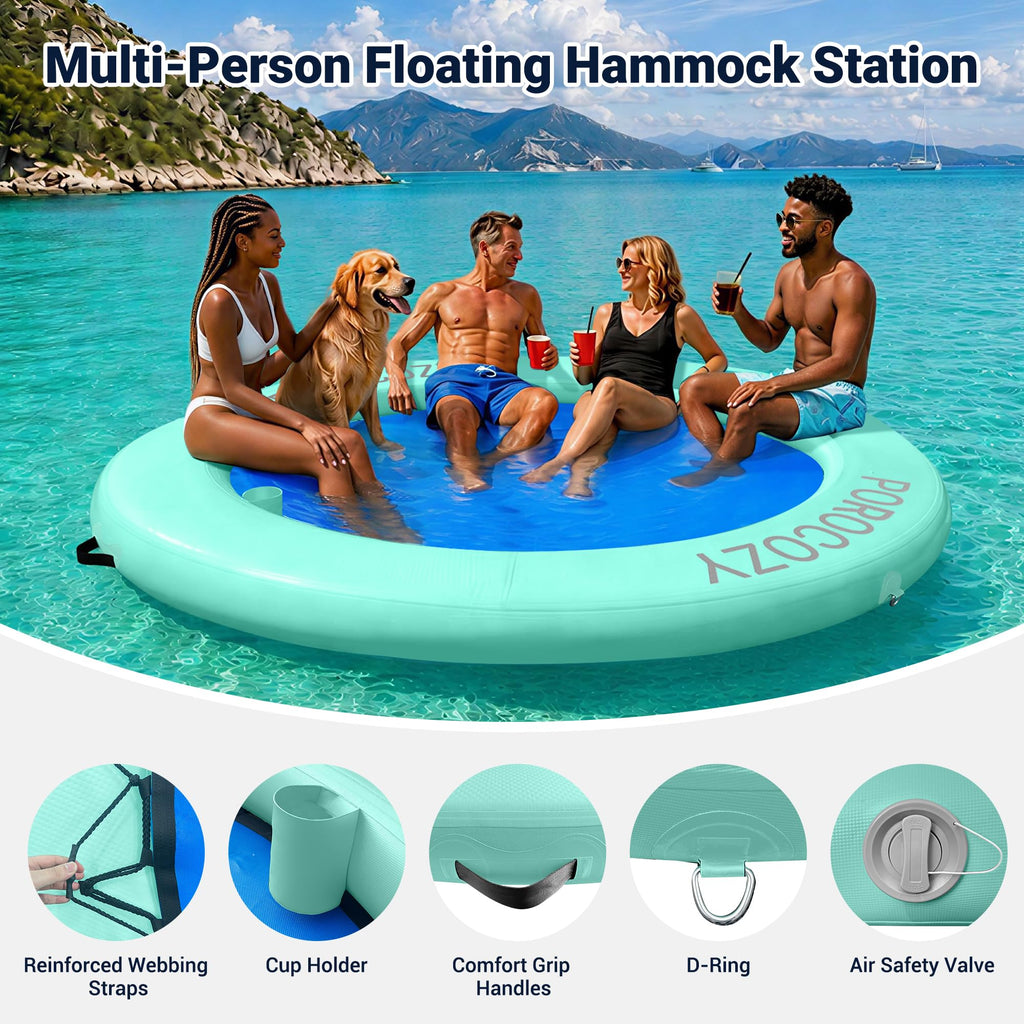 Inflatable Water Hammock with Cup Holders W2933