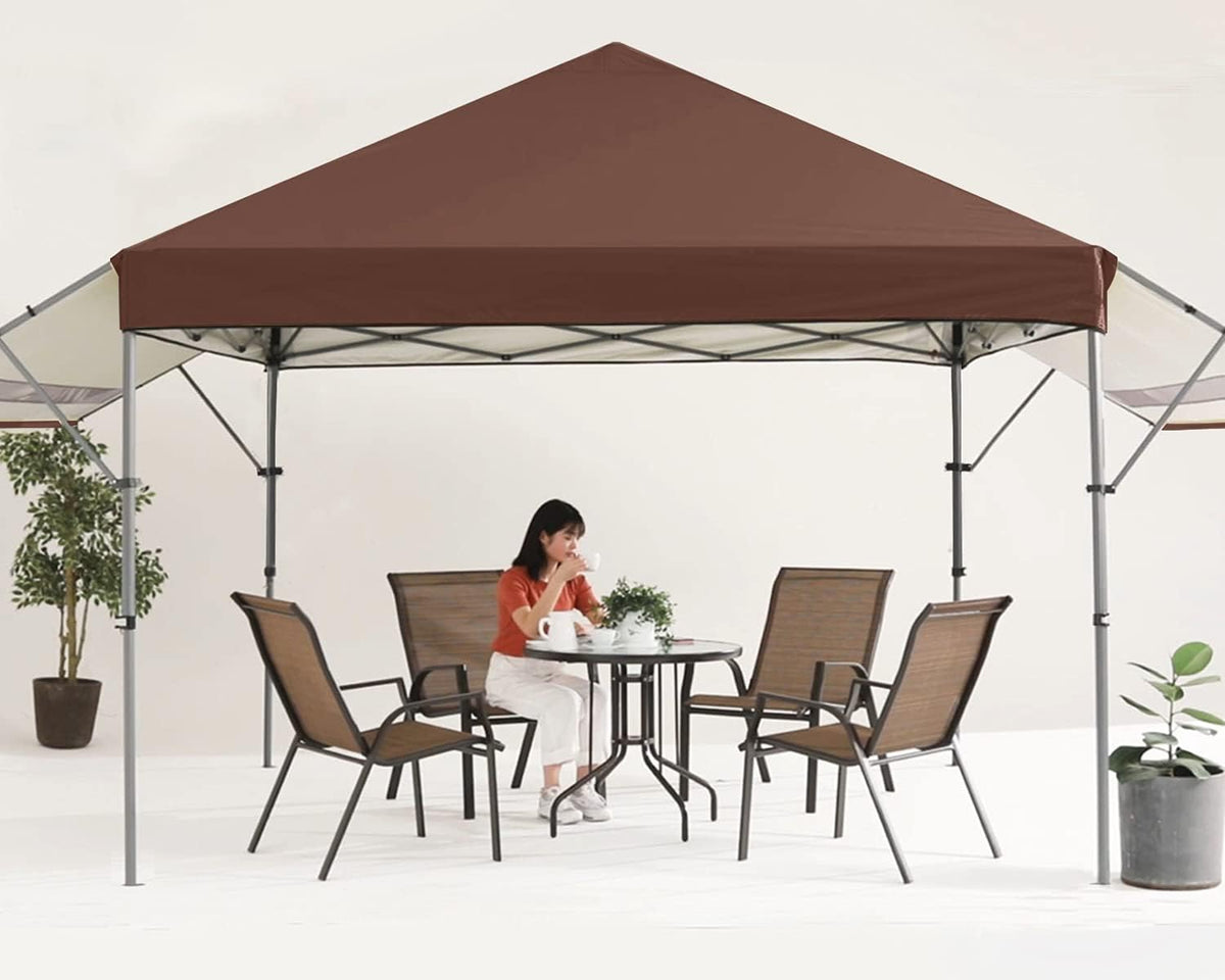 10x10 Pop-up Canopy Tent with Double Awnings Dark Gray B612