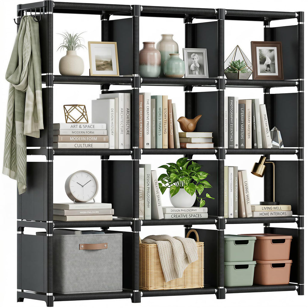 Black 12 Cube Metal Bookcase G781