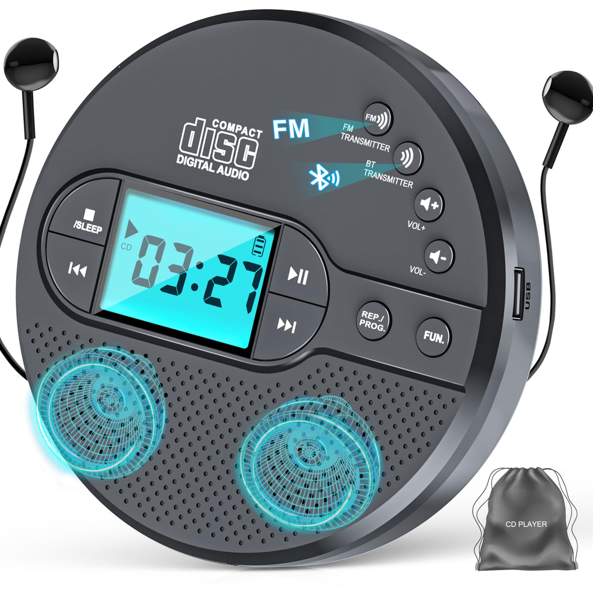 Portable CD Player with Bluetooth USB AUX FM Y381299