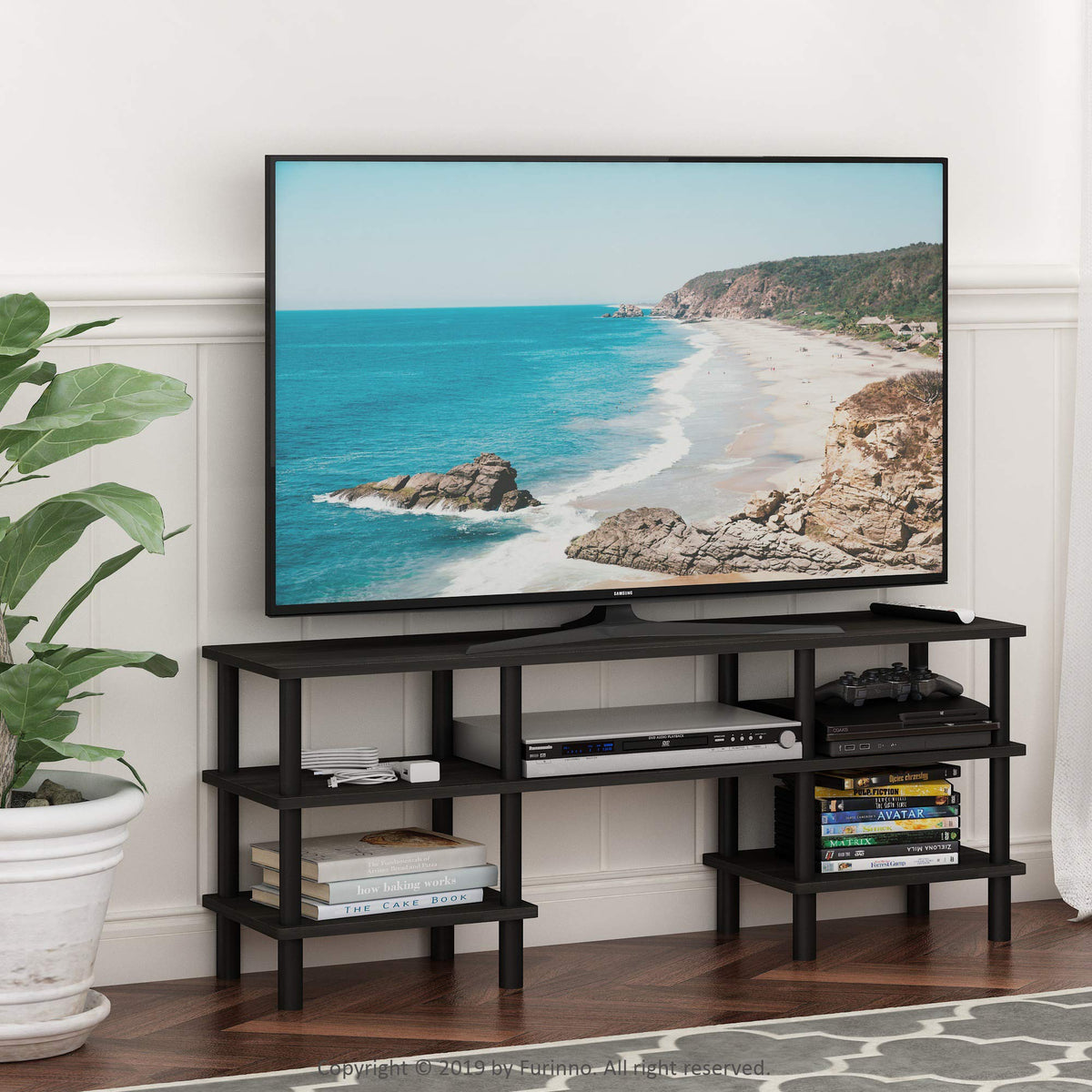 Black Espresso 3-Tier TV Stand O291149