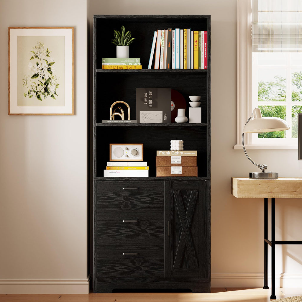 71 in Bookshelf with Doors and Drawers K91419