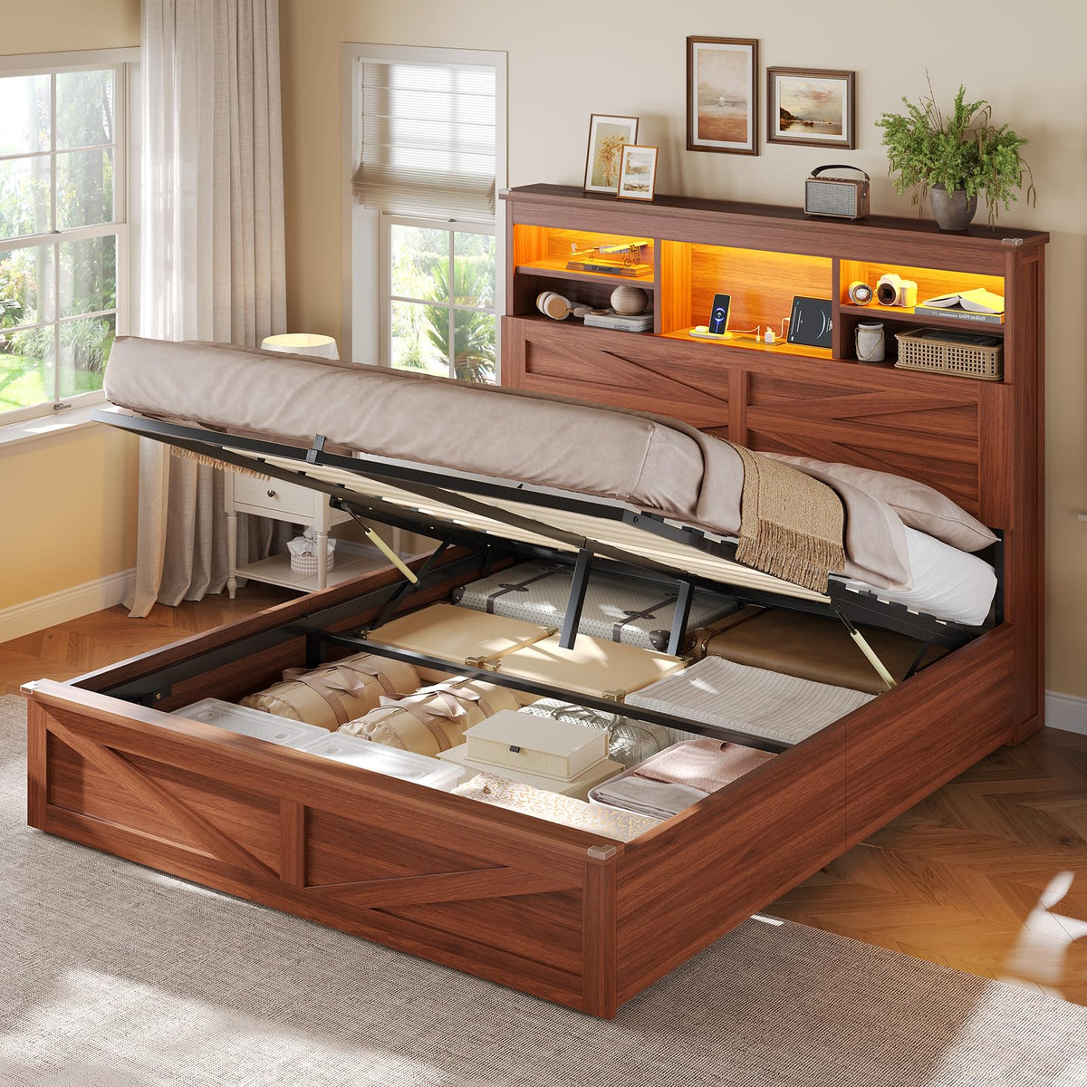 Queen Size Lift Up Storage Bed Frame M9505