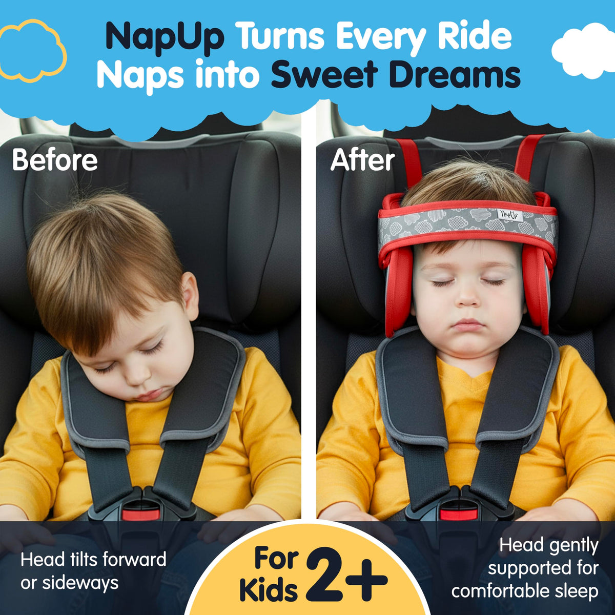 Car Seat Head Support for Toddler Red E1459