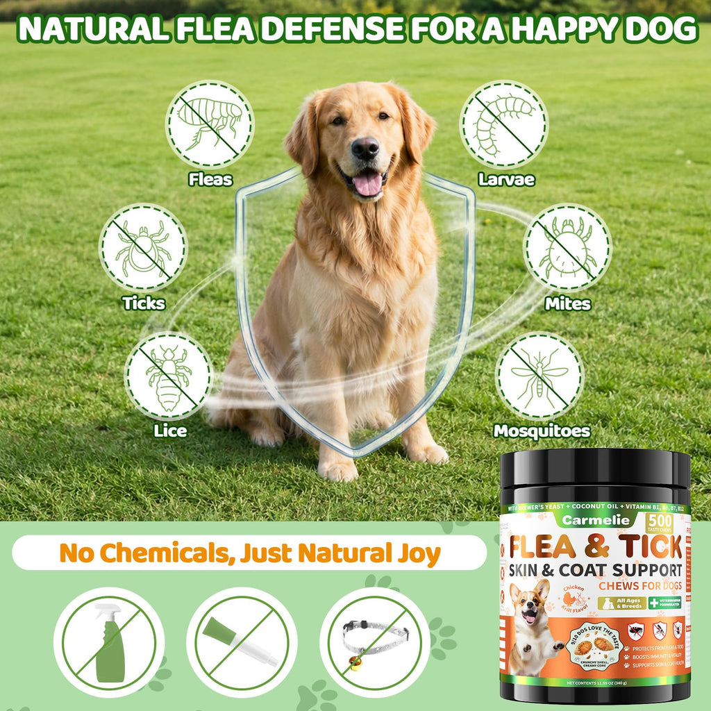Flea and Tick Prevention for Dogs Chewables with Multivitamins, 500ct J797