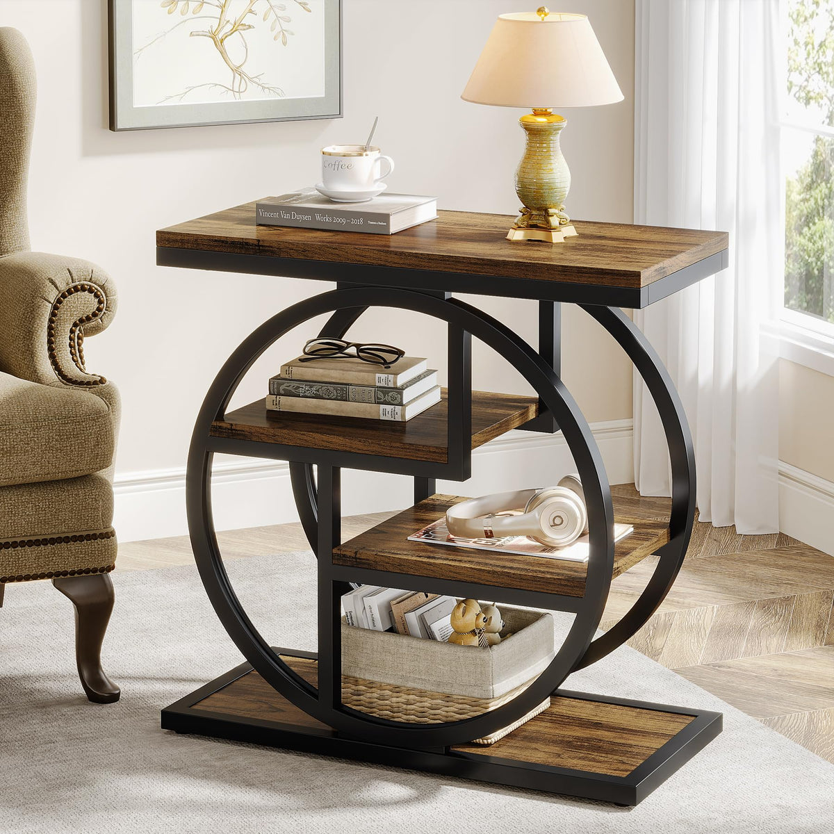 4-Tier Narrow Side Table with Storage Shelves Z840653