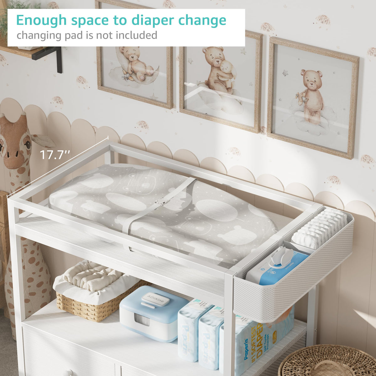 White Baby Changing Table with Storage O88196