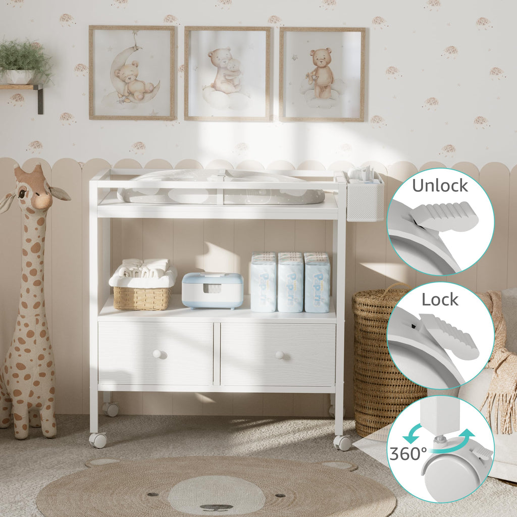White Baby Changing Table with Storage O88196